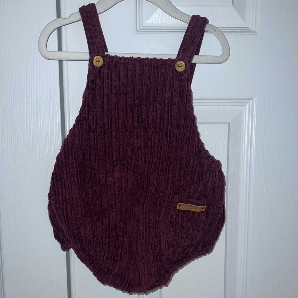Corduroy purple adorable romper for boys or girls! Perfect for winter!